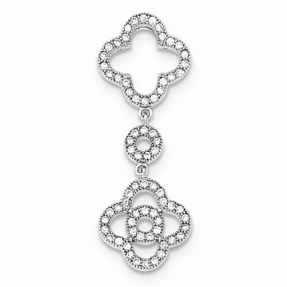 White Sterling Silver Charm Pendant Cubic Zirconia CZ Clear