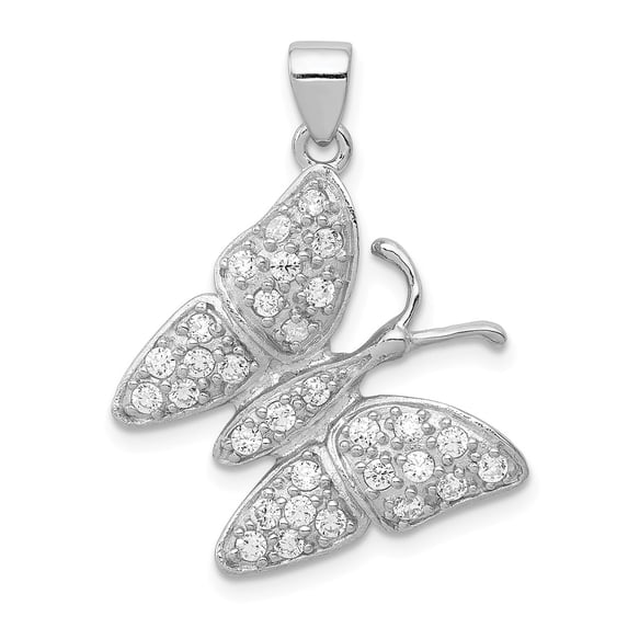 White Sterling Silver Charm Pendant Cubic Zirconia CZ Clear