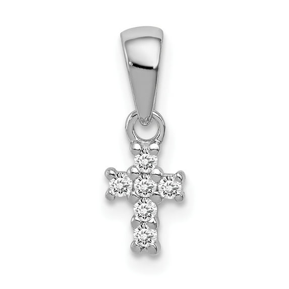White Sterling Silver Charm Pendant Cubic Zirconia CZ Clear