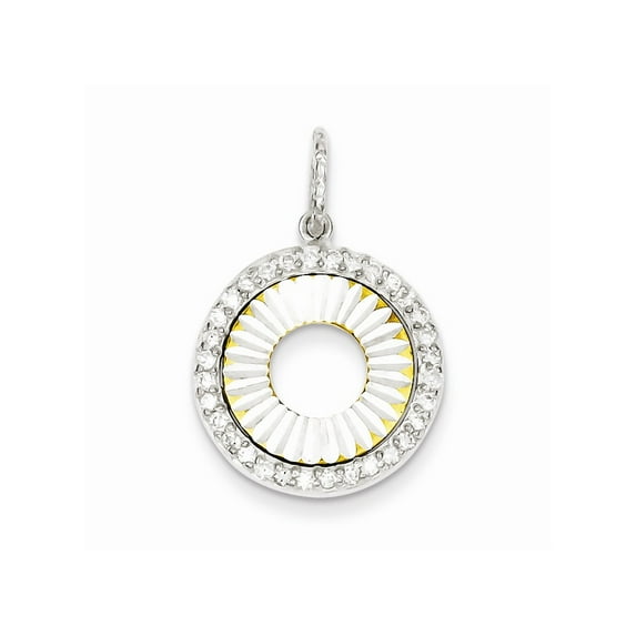 White Sterling Silver Charm Pendant Cubic Zirconia CZ Clear