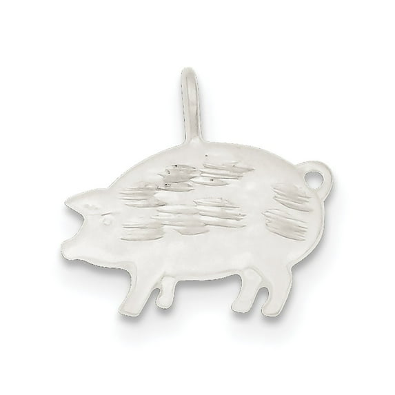 White Sterling Silver Charm Pendant Diamond 20 mm 22