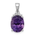 thumbnail image 1 of White Sterling Silver Charm Pendant Diamond Amethyst Oval Purple 17 mm 8, 1 of 3