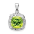 thumbnail image 1 of White Sterling Silver Charm Pendant Diamond Peridot Cushion Green 17 mm 11, 1 of 3