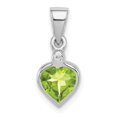 thumbnail image 1 of White Sterling Silver Charm Pendant Diamond Peridot Heart Green 15 mm 7, 1 of 3