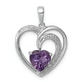 thumbnail image 1 of White Sterling Silver Charm Pendant Diamond Round Amethyst Heart Purple, 1 of 2