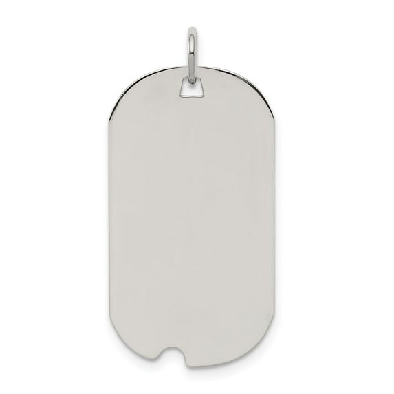 White Sterling Silver Charm Pendant Dog Tags Notched Flat Back 35 mm 16