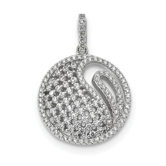 White Sterling Silver Charm Pendant Fancy Cubic Zirconia CZ 30 mm 20