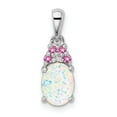 thumbnail image 1 of White Sterling Silver Charm Pendant Fancy Diamond Opal, Lab Created Phenomena 18 mm 6, 1 of 1