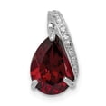 thumbnail image 1 of White Sterling Silver Charm Pendant Garnet Pear Red Diamond 13 mm 7, 1 of 3