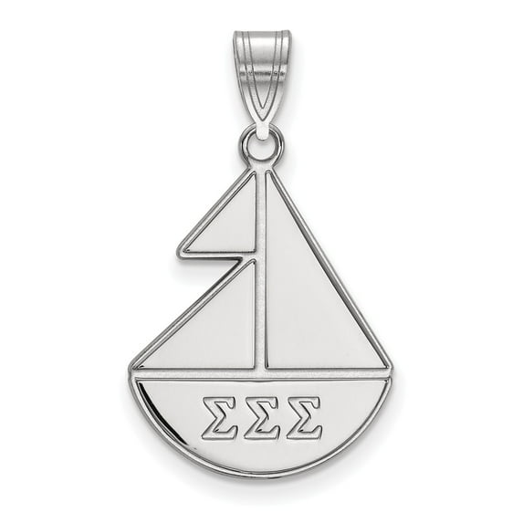 White Sterling Silver Charm Pendant Greek Sigma 26 mm 17