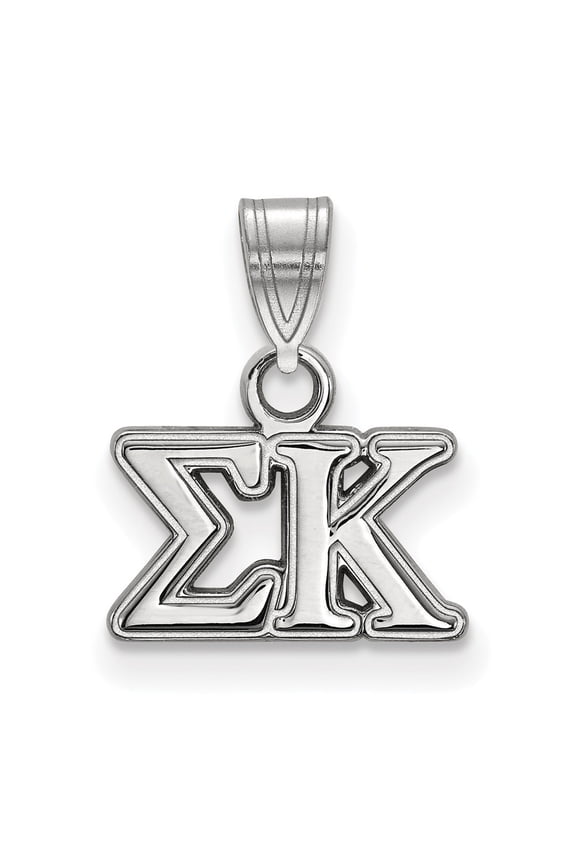 White Sterling Silver Charm Pendant Greek Sigma Kappa 13 mm 11