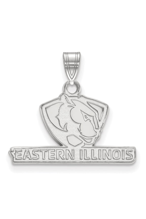 White Sterling Silver Charm Pendant Illinois NCAA Eastern University 17 mm 22