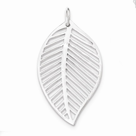 White Sterling Silver Charm Pendant Leaf