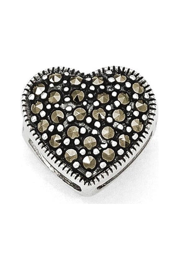White Sterling Silver Charm Pendant Marcasite 12 mm 13