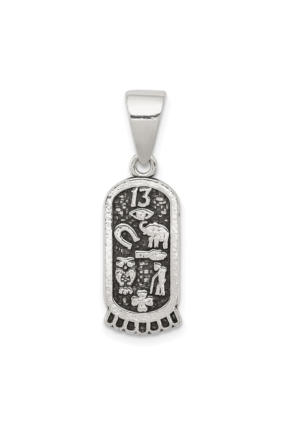 White Sterling Silver Charm Pendant Men'S Antiqued Mini Good Luck Icons