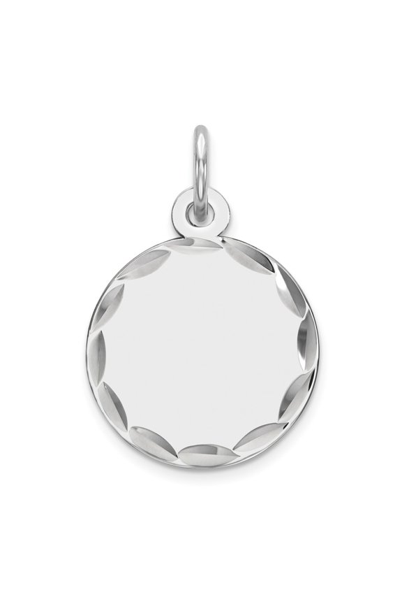 White Sterling Silver Charm Pendant Personalized Diamond-Cut Flat Back 20 mm 13