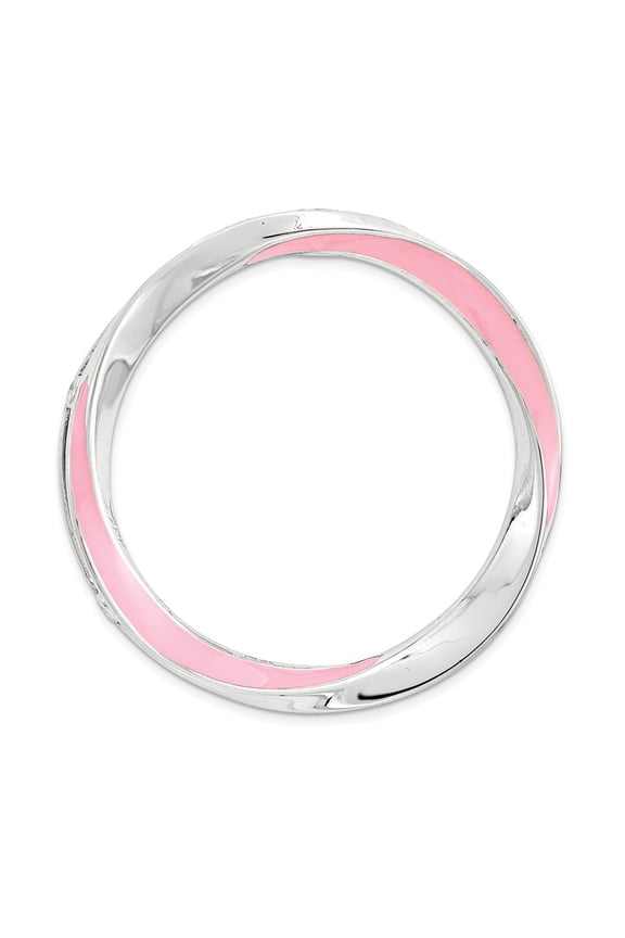White Sterling Silver Charm Pendant Pink Stackable Expressions Lg Polished Enameled Chain Slide