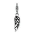 thumbnail image 1 of White Sterling Silver Charm Pendant Polished And Oxidized 3D Wing Lobster Clasp, 1 of 1