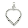 thumbnail image 1 of White Sterling Silver Charm Pendant Polished & Diamond-Cut Heart, 1 of 2