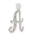 thumbnail image 1 of White Sterling Silver Charm Pendant Polished & Textured Letter A Chain Slide, 1 of 2