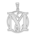 thumbnail image 1 of White Sterling Silver Charm Pendant Rhodium-Plated Fancy Script Initial M, 1 of 4
