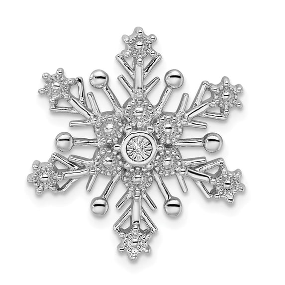 White Sterling Silver Charm Pendant Slides Diamond-Cut Diamond Round Clear 23.3 mm