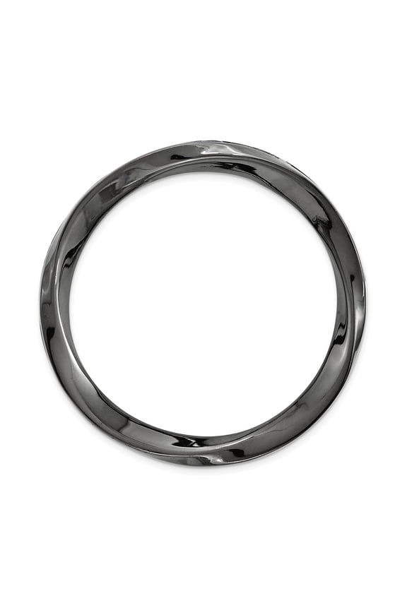 White Sterling Silver Charm Pendant Stackable Expressions Blk-Plated Large Polished Chain Slide