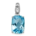 thumbnail image 1 of White Sterling Silver Charm Pendant Swiss Blue Topaz Cushion 24 mm 10, 1 of 2