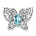 thumbnail image 1 of White Sterling Silver Charm Pendant Swiss Blue Topaz Pear Diamond Round 13 mm 17, 1 of 2