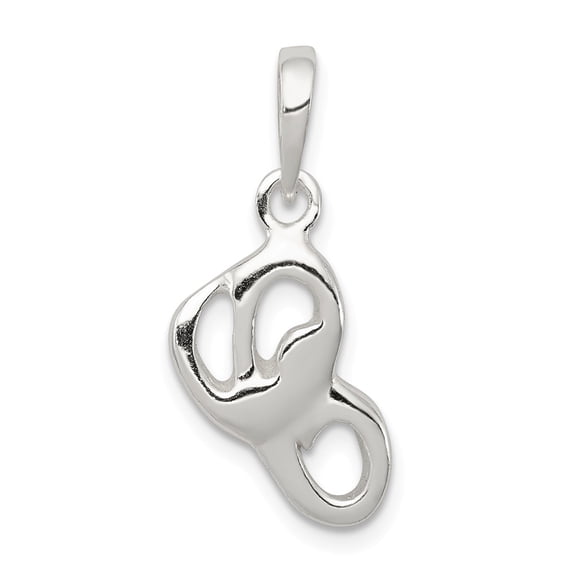 White Sterling Silver Charm Pendant Themed 17 mm 9