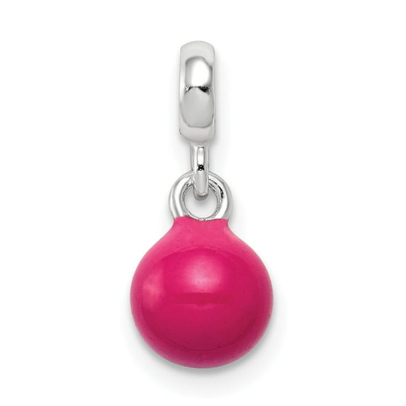 White Sterling Silver Charm Pendant Themed Beads Pink 16 mm 7