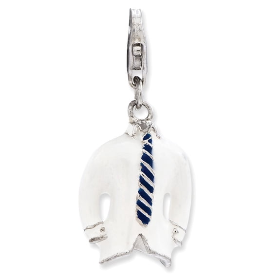 White Sterling Silver Charm Pendant Themed Black 38 mm 13