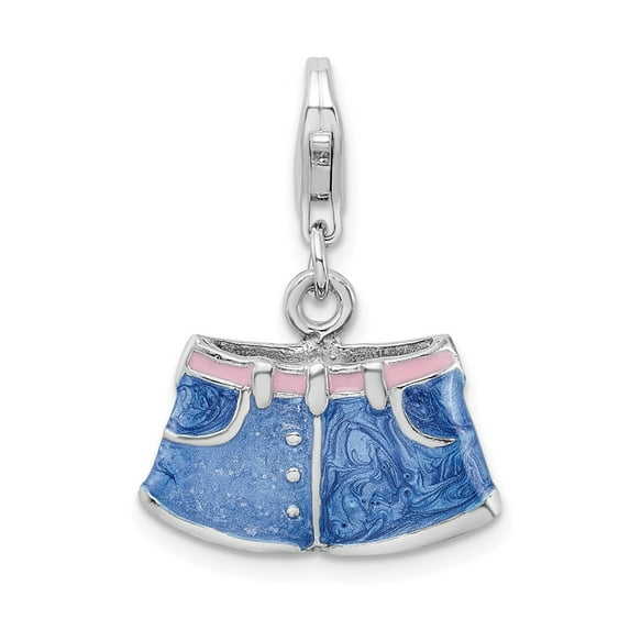 White Sterling Silver Charm Pendant Themed Blue 33 mm 17