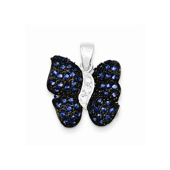 White Sterling Silver Charm Pendant Themed Cubic Zirconia CZ Clear Blue 22 mm 19