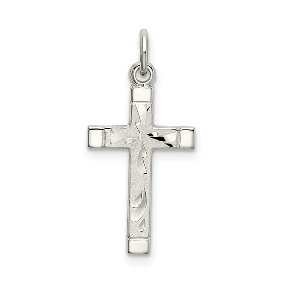 White Sterling Silver Charm Pendant Themed Flat Back Diamond-Cut 21 mm 12