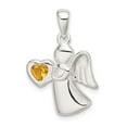 thumbnail image 1 of White Sterling Silver Charm Pendant Themed Open Back Cubic Zirconia CZ Heart Yellow 25 mm 15, 1 of 1