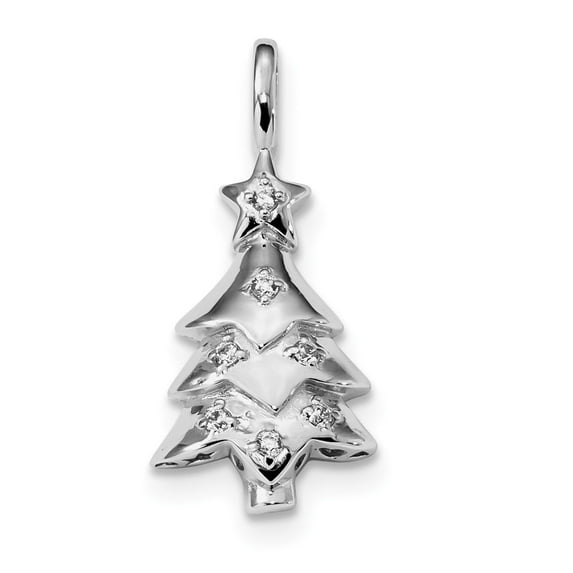 White Sterling Silver Charm Pendant Themed Open Back Cubic Zirconia CZ Round 26.5 mm 12