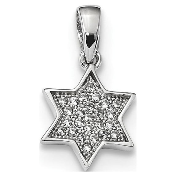 White Sterling Silver Charm Pendant Themed Open Back Cubic Zirconia CZ Round Clear 18 mm 11.5