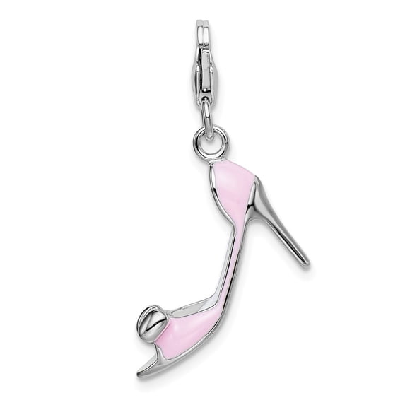 White Sterling Silver Charm Pendant Themed Pink 39 mm 15