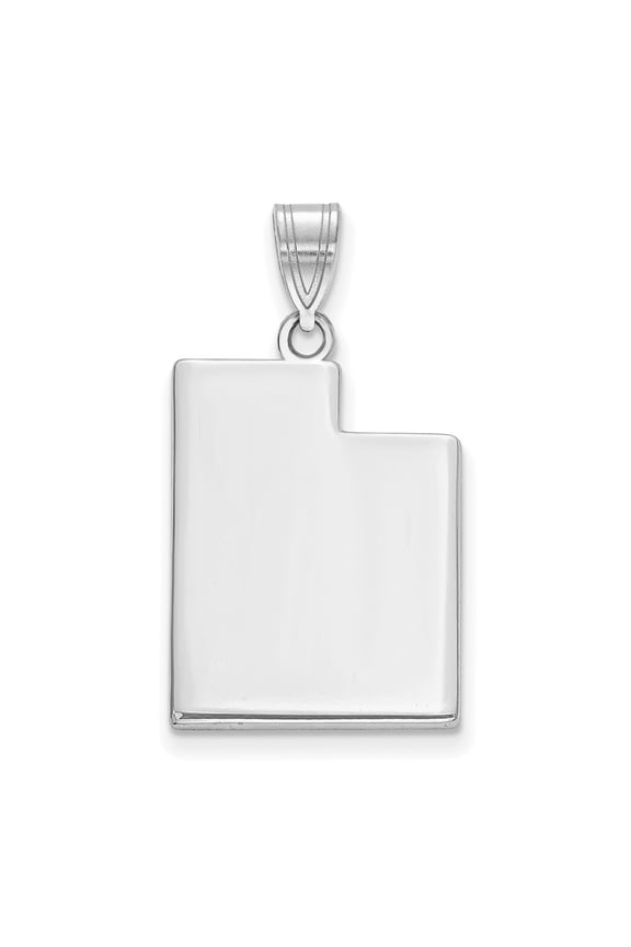 White Sterling Silver Charm Pendant Utah Rhodium-Plated Ut State Bail Only