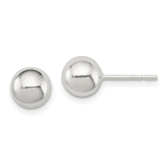 White Sterling Silver Earring Ball Women'S 7 mm Polished 7Mm Earrings