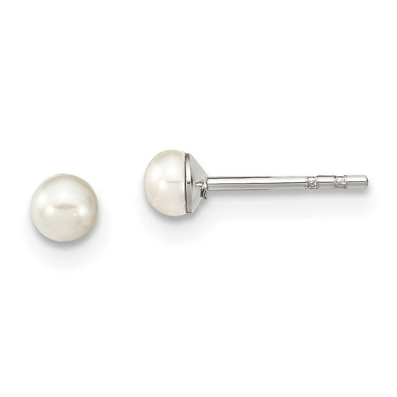 White Sterling Silver Earring Ball Women'S Freshwater Cultured Pearl Earrings Gift Pouch