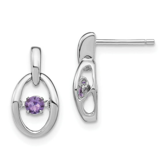 White Sterling Silver Earring Birthstone (06) June Women'S Alexandrite, Lab Created Round Grey 14 mm 7.5