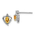 thumbnail image 1 of White Sterling Silver Earring Birthstone (11) November Women'S Citrine Oval Yellow Diamond Round 10 mm 7, 1 of 2