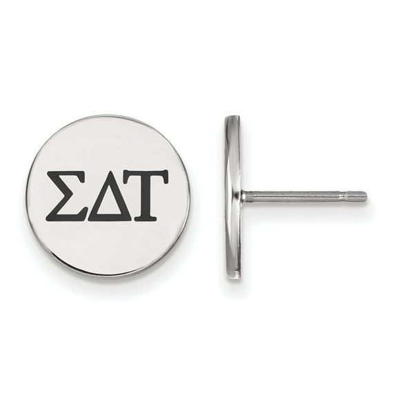 White Sterling Silver Earring Black Blue Women'S Greek Sigma Delta Tau 12 mm