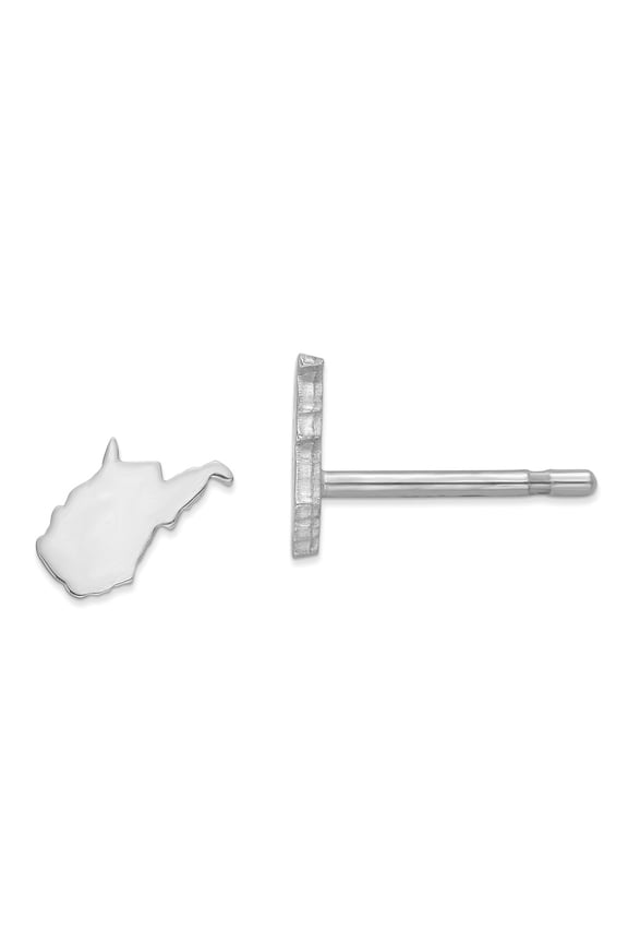 White Sterling Silver Earring Button West Virginia Women'S 6.99 mm 7.65
