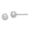thumbnail image 1 of White Sterling Silver Earring Button Women'S 6 mm Rhodium Plated Diamond-Cut Post Earrings, 1 of 2
