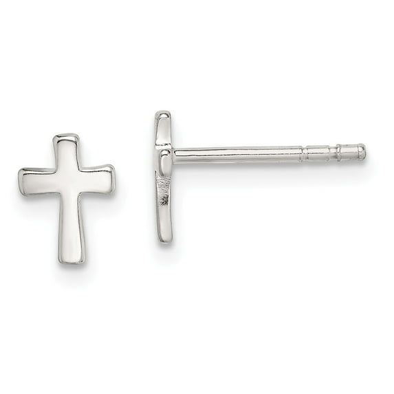 White Sterling Silver Earring Button Women'S 8 mm 6