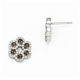 thumbnail image 1 of White Sterling Silver Earring Button Women'S Cubic Zirconia CZ Brown 13 mm, 1 of 2