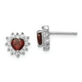 thumbnail image 1 of White Sterling Silver Earring Button Women'S Cubic Zirconia CZ Clear Garnet Red 9 mm, 1 of 2